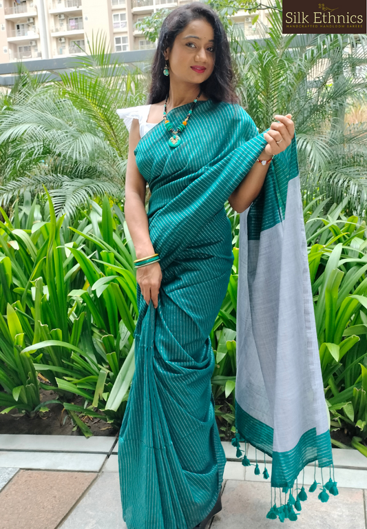 Teal green Anagha handloom saree