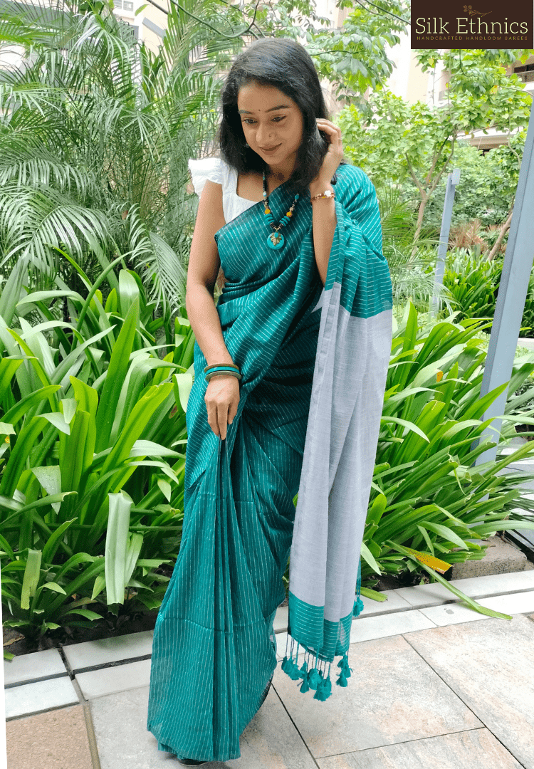 Teal green Anagha handloom saree