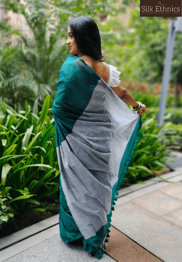 Teal green Anagha handloom saree