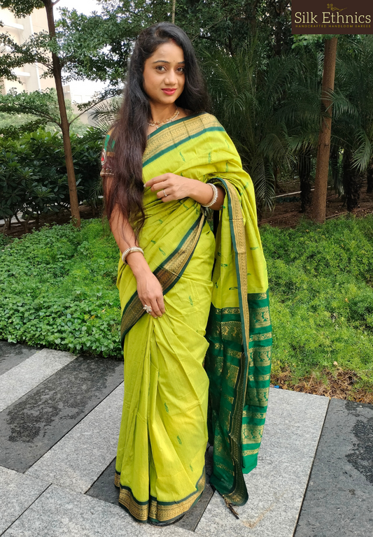 Green South Gadwal silk saree