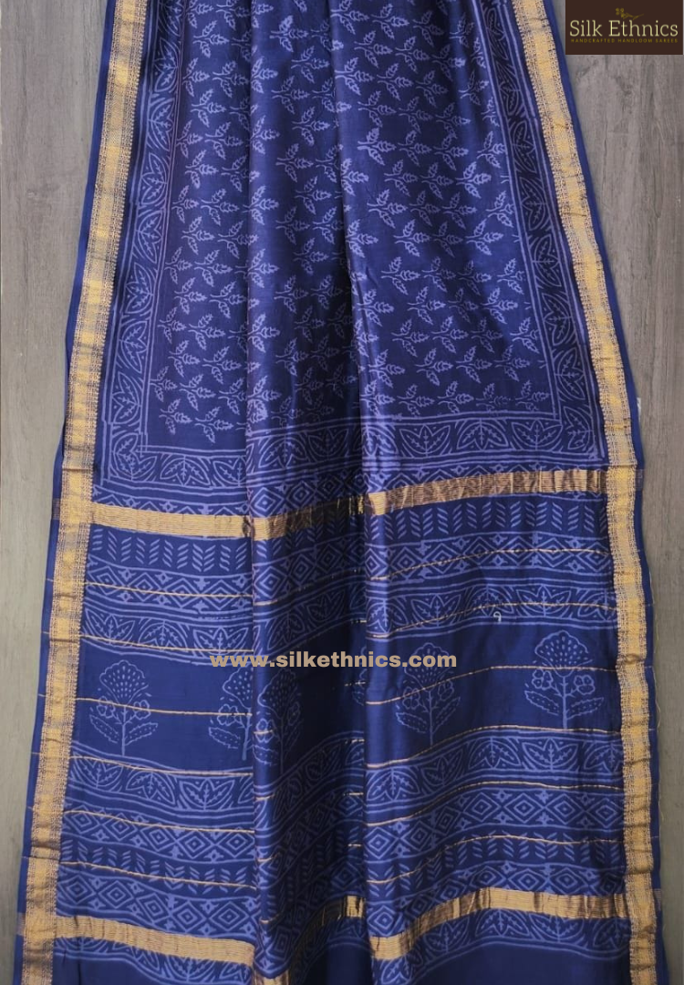 Royal blue Maheswari silk saree