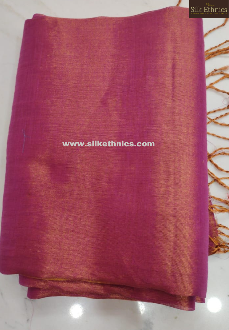 Pink and gold Raga tissue saree