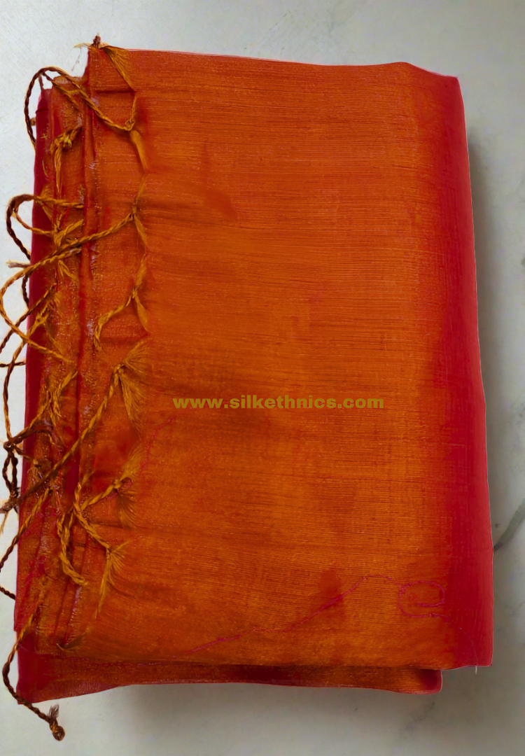 Golden orange Raga tissue saree