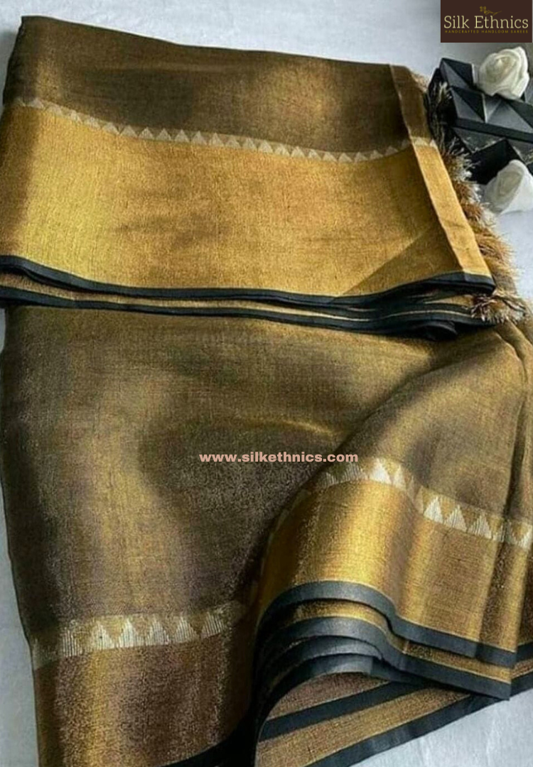 Copper tissue linen saree