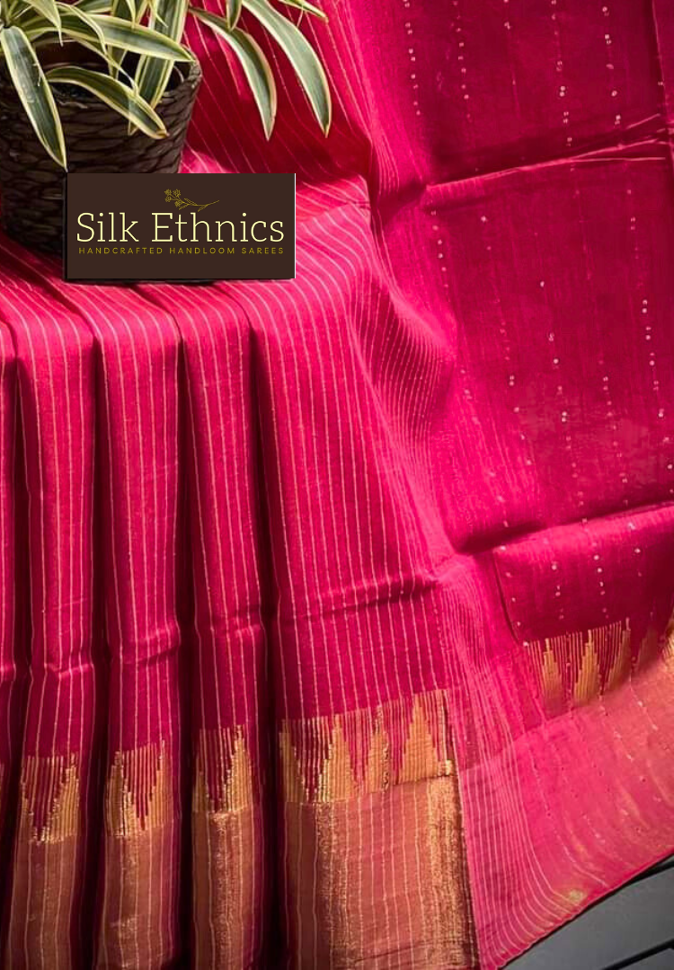 Imperial red raw silk saree