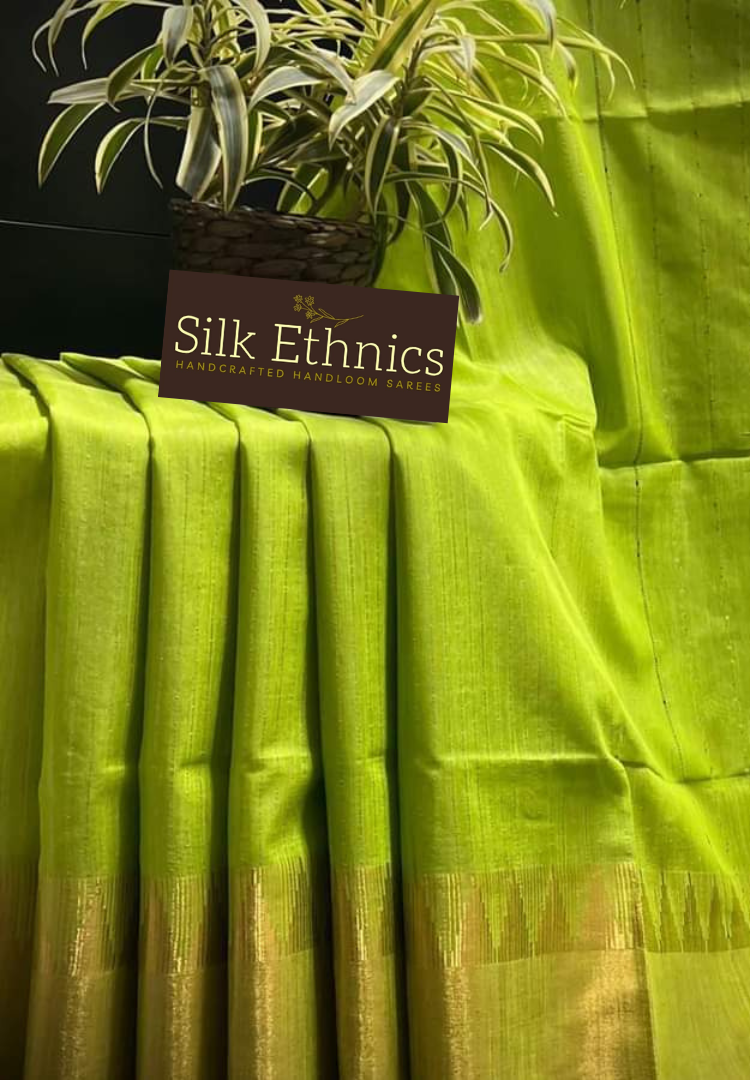 Parrot green Kanchan raw silk saree