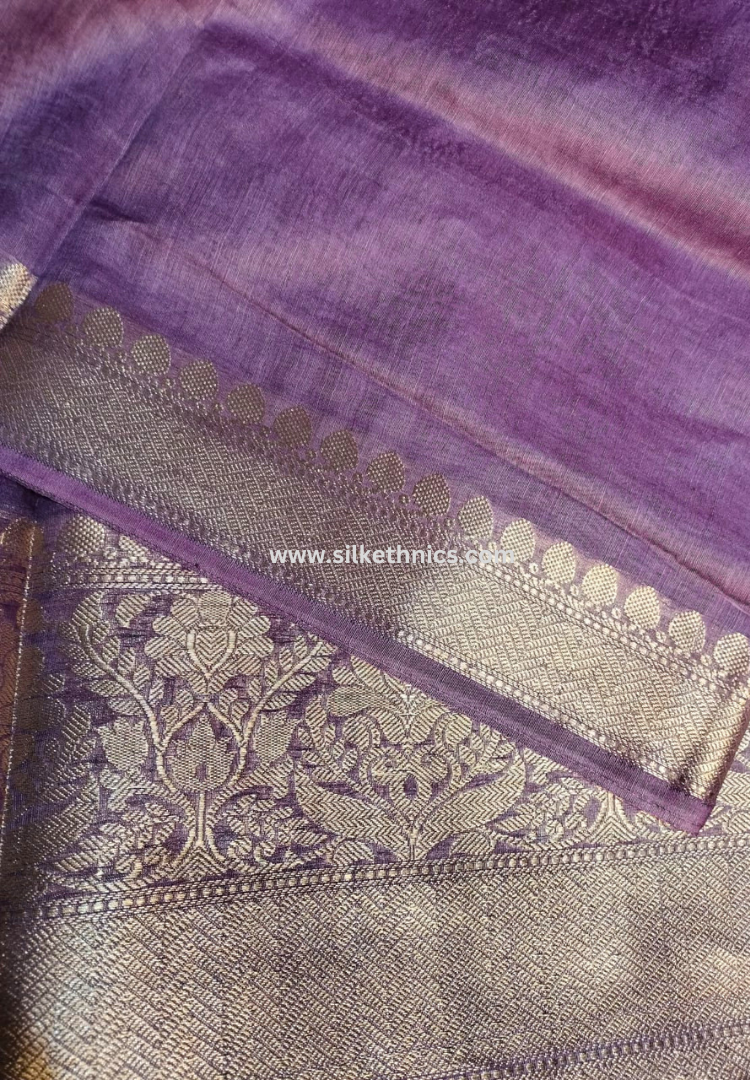 Rich lavender Srija Banarasi linen saree