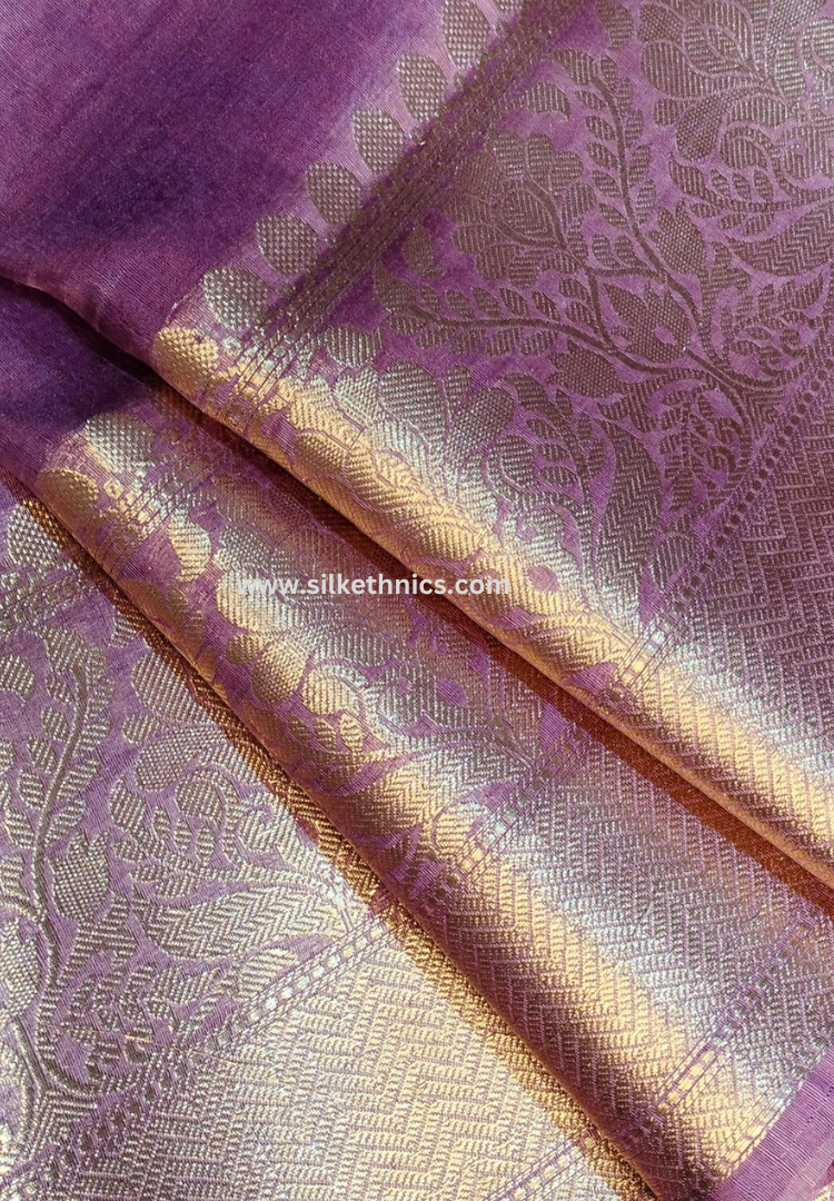 Rich lavender Srija Banarasi linen saree