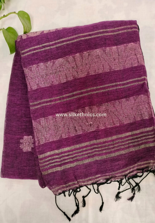 Royal purple Aarti linen saree