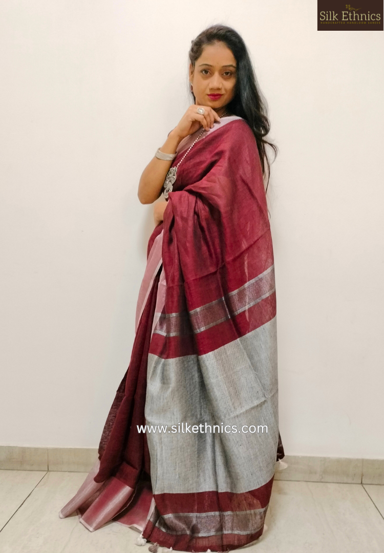 Royal Maroon Varnika linen saree