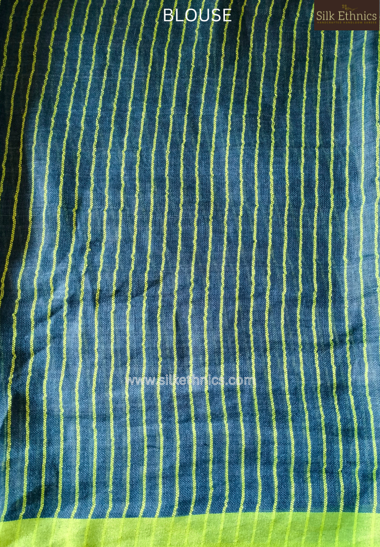 Blue green whispers Varnika linen saree