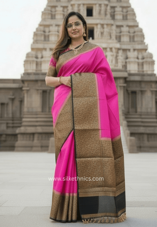 Hot Pink Banarasi Warm Silk Zari Weaving saree
