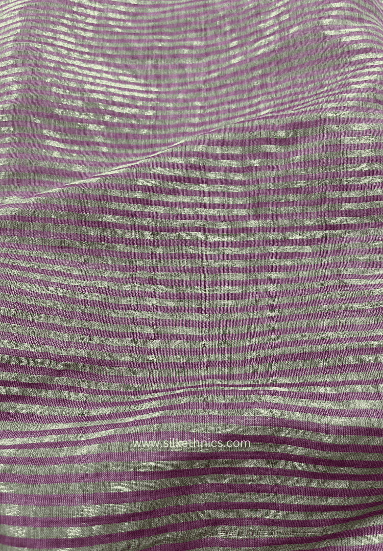 Zari striped pink Rangreet mulcotton saree