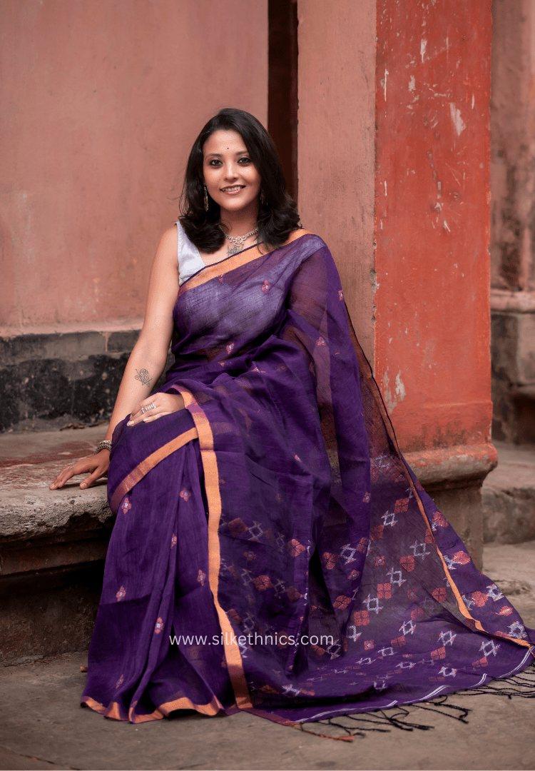 Majestic Violet Amrita linen saree
