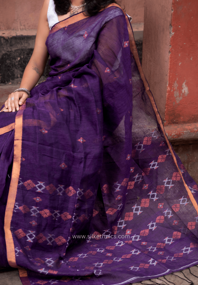 Majestic Violet Amrita linen saree