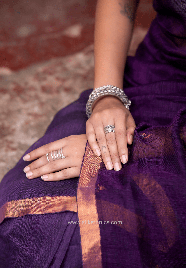 Majestic Violet Amrita linen saree