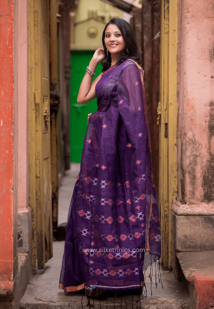 Majestic Violet Amrita linen saree