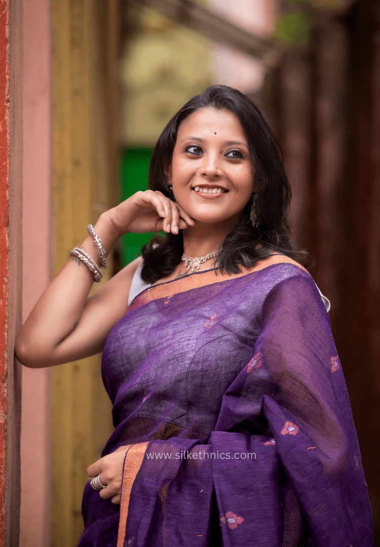 Majestic Violet Amrita linen saree