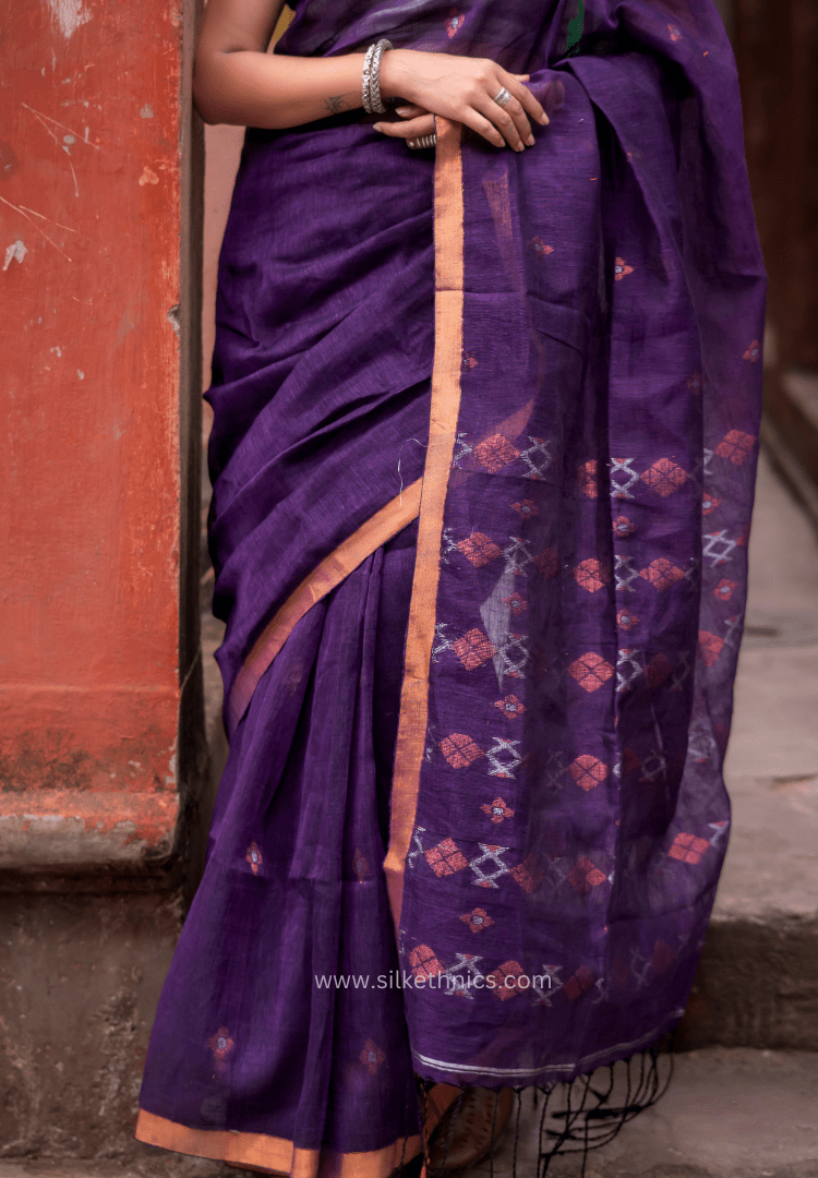 Majestic Violet Amrita linen saree