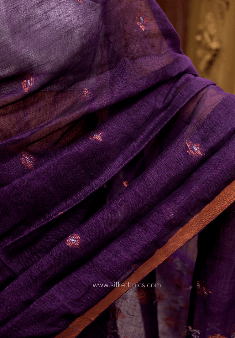 Majestic Violet Amrita linen saree
