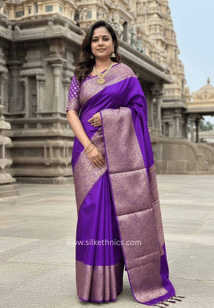 Royal Purple Banarasi Warm Silk Zari Weaving saree