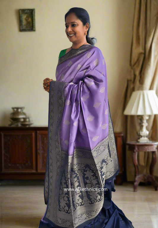 Lavender Madhuram soft silk saree