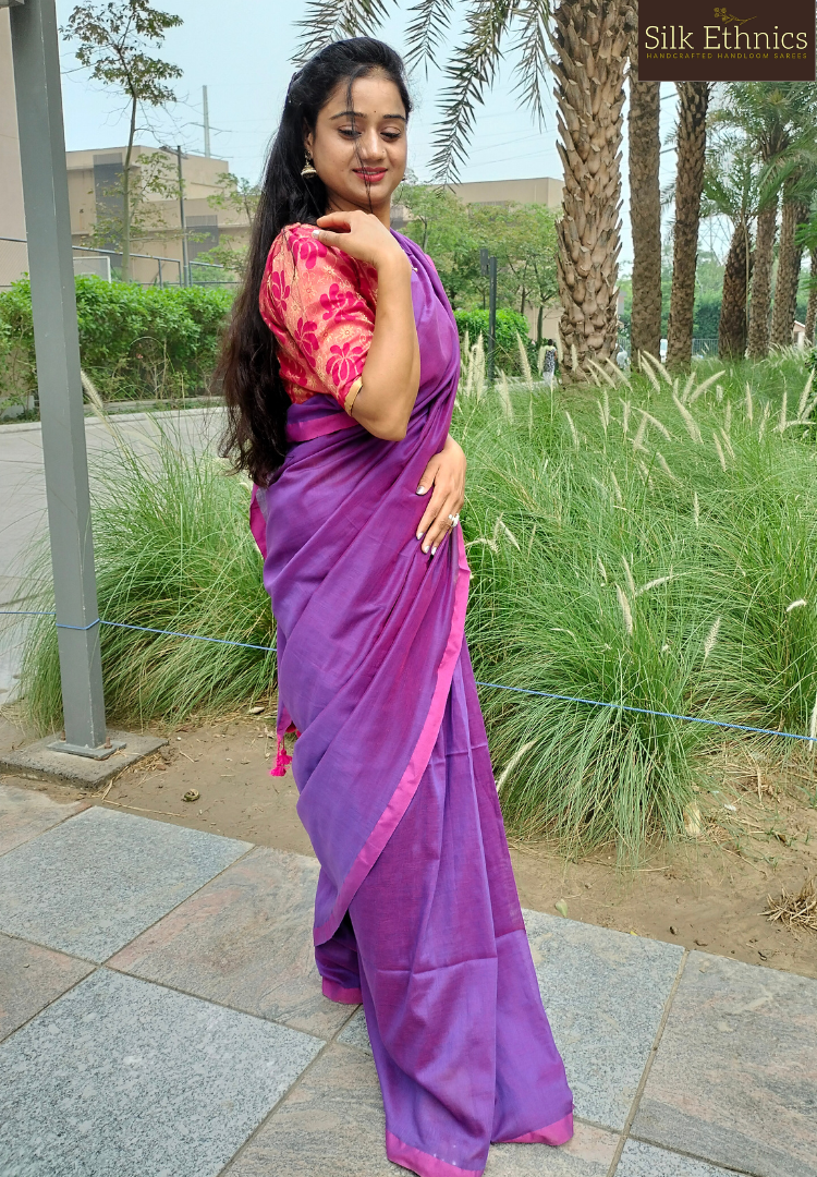 Vibrant Purple Pure handloom saree