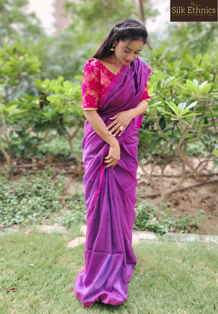 Vibrant Purple Pure handloom saree