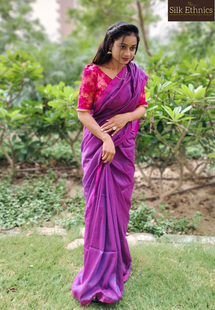 Vibrant Purple Pure handloom saree