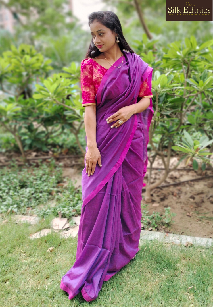 Vibrant Purple Pure handloom saree