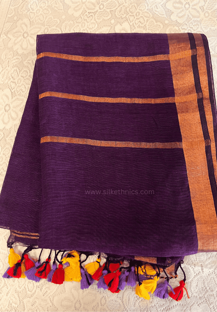 Deep violet Meera linen saree