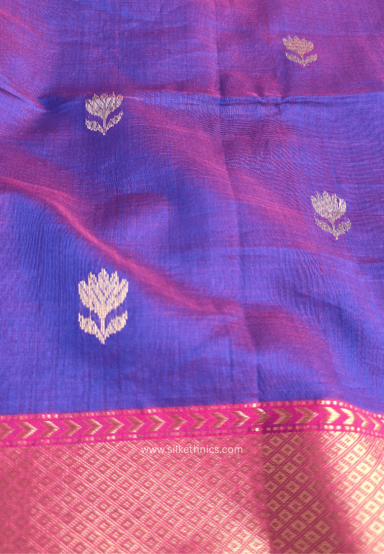 Royal Purple & Red Maheshwari Handloom Silk saree