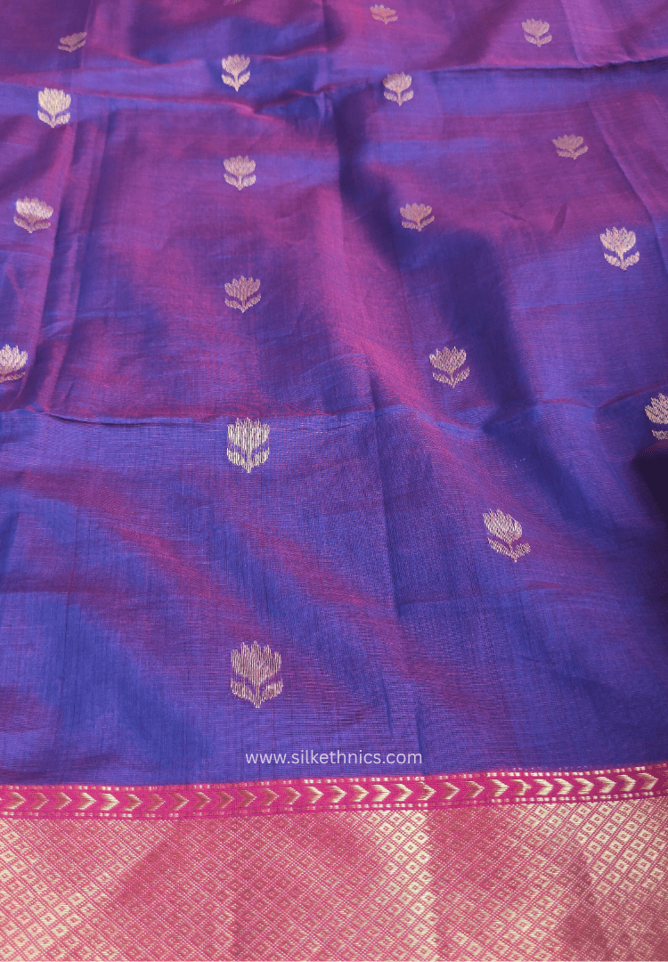 Royal Purple & Red Maheshwari Handloom Silk saree