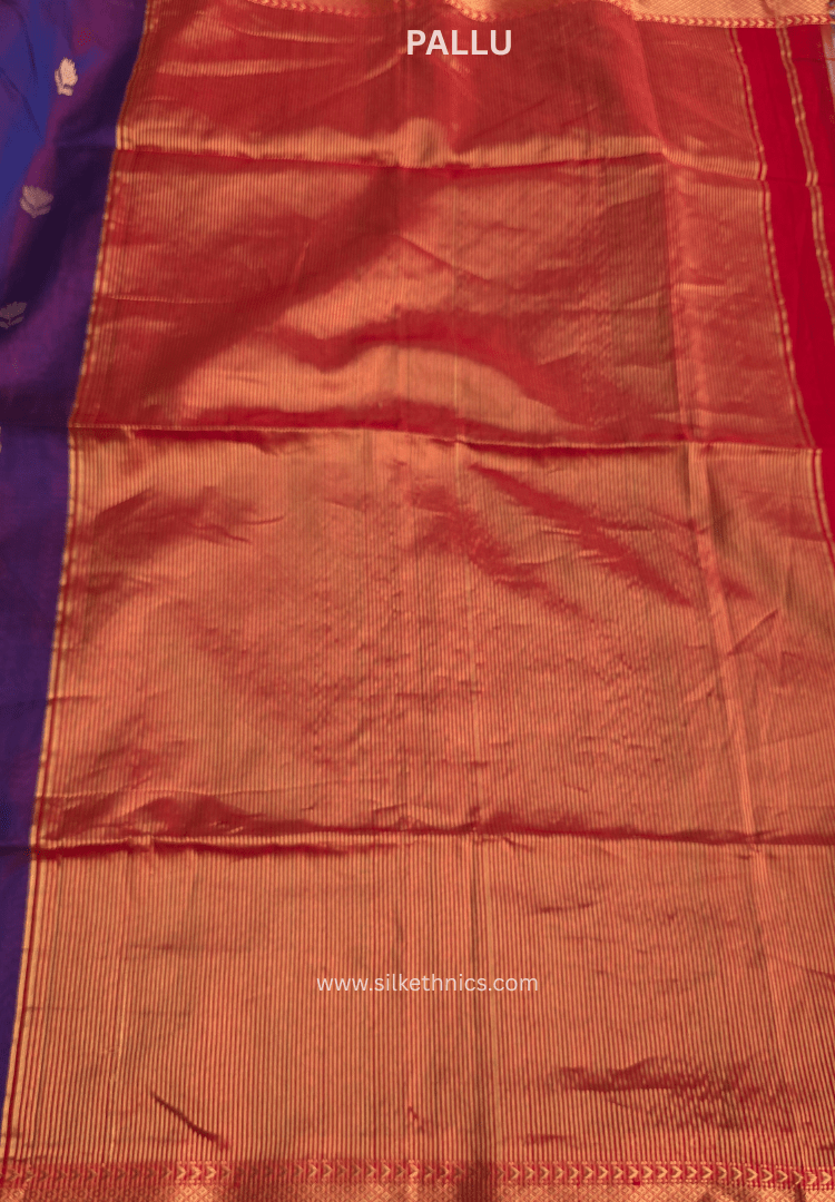 Royal Purple & Red Maheshwari Handloom Silk saree