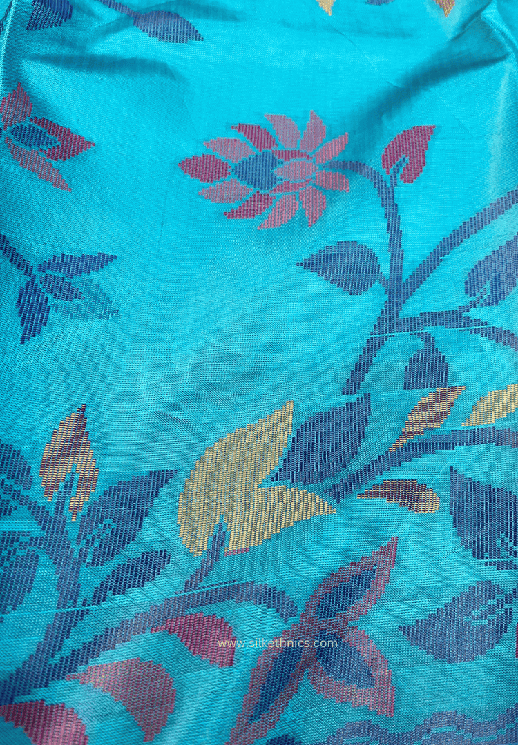 Azure blue Royal Rajshahi saree