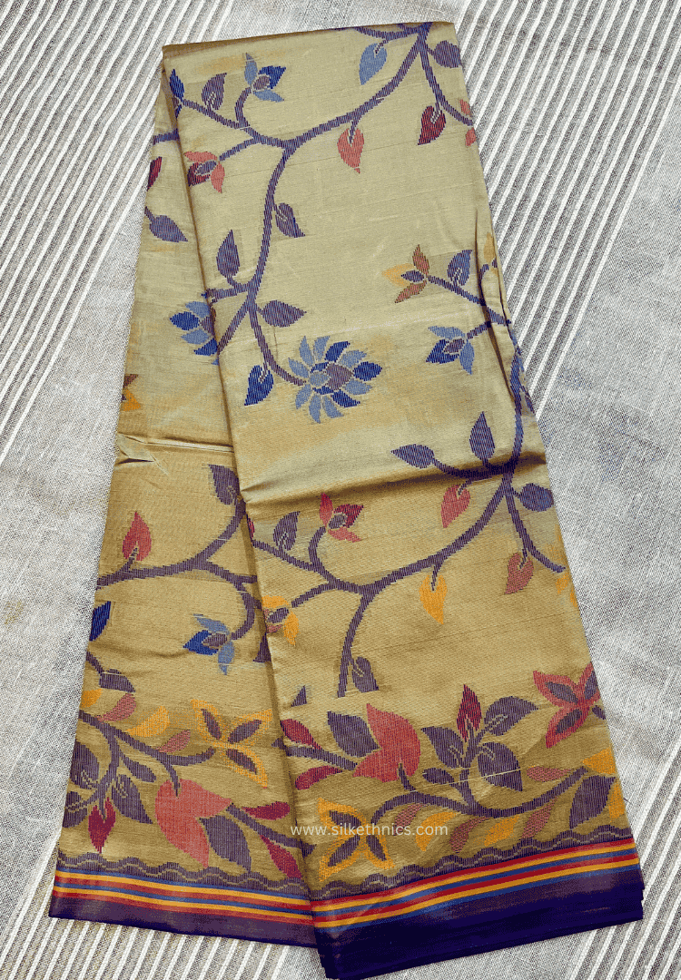 Beige Rajshahi silk saree