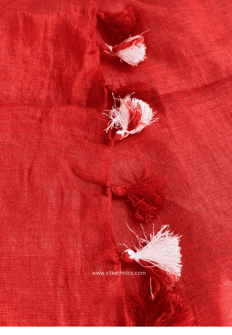 Royal Red Sitara linen saree