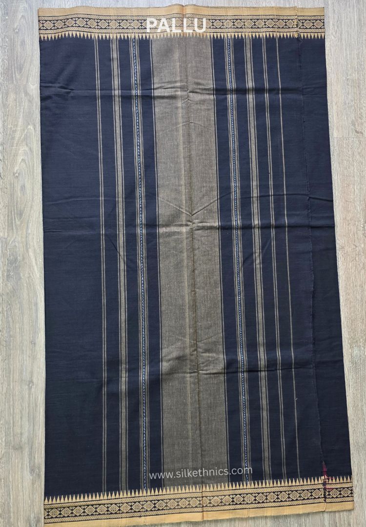 Rich Black Dhaniakhali Handloom Cotton saree