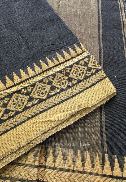 Rich Black Dhaniakhali Handloom Cotton saree