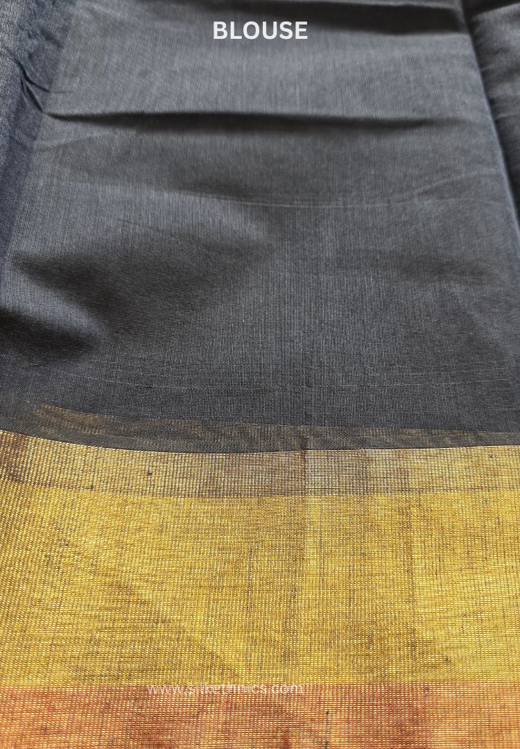 Rich Black Pochampally printed silkcotton saree