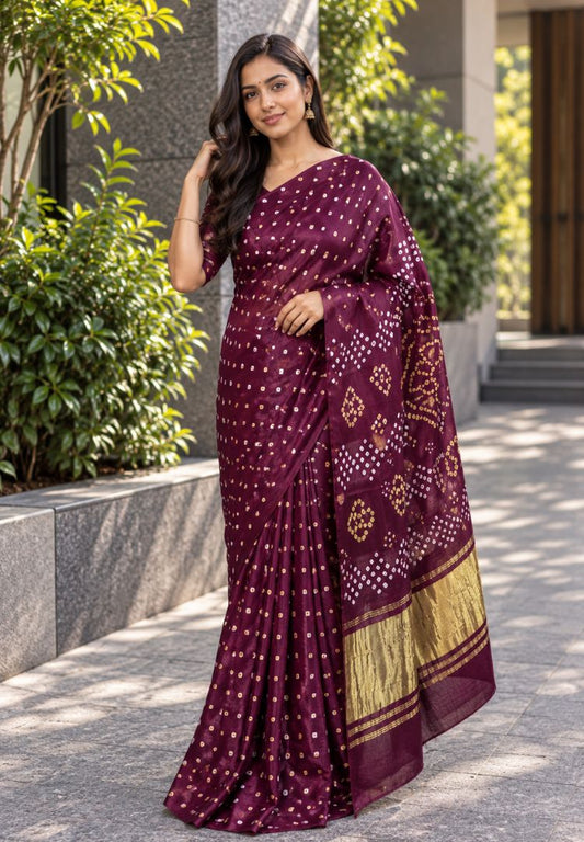 Rich maroon Tanvi modal silk saree