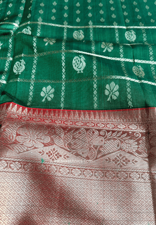 Anaya Emerald green Mangalagiri silk saree