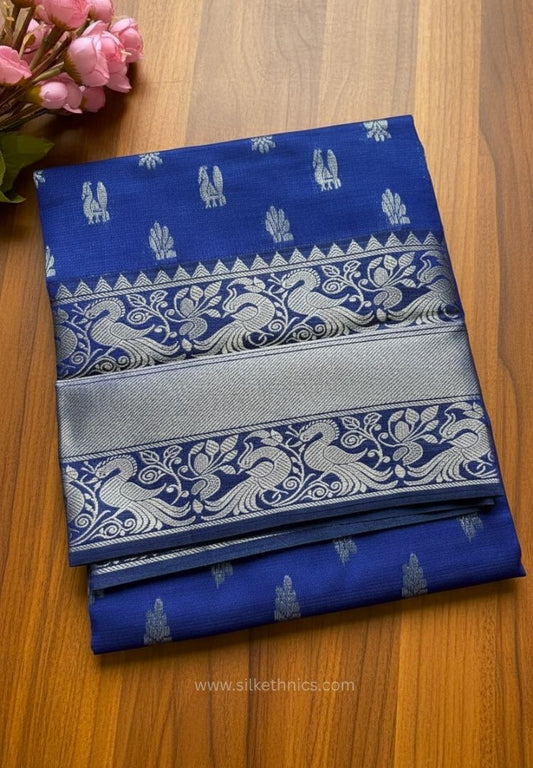 Royal Blue pure Mangalagiri silk saree | Alekya Collection