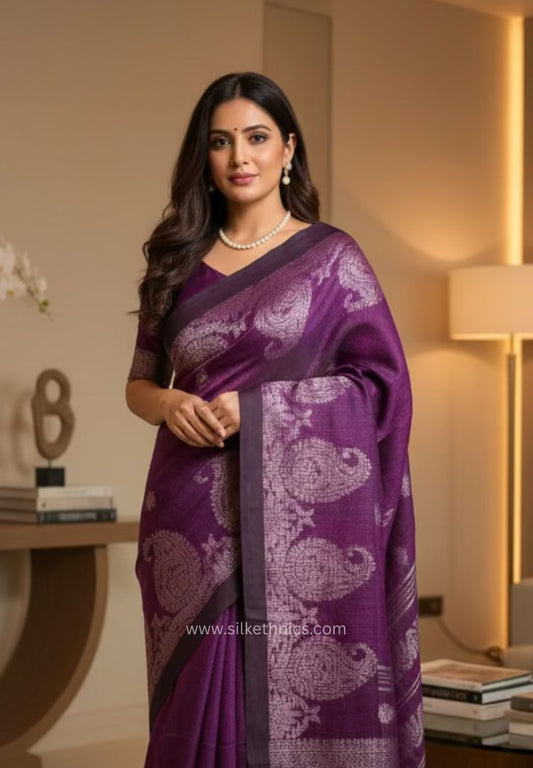 Royal purple Aarti linen saree