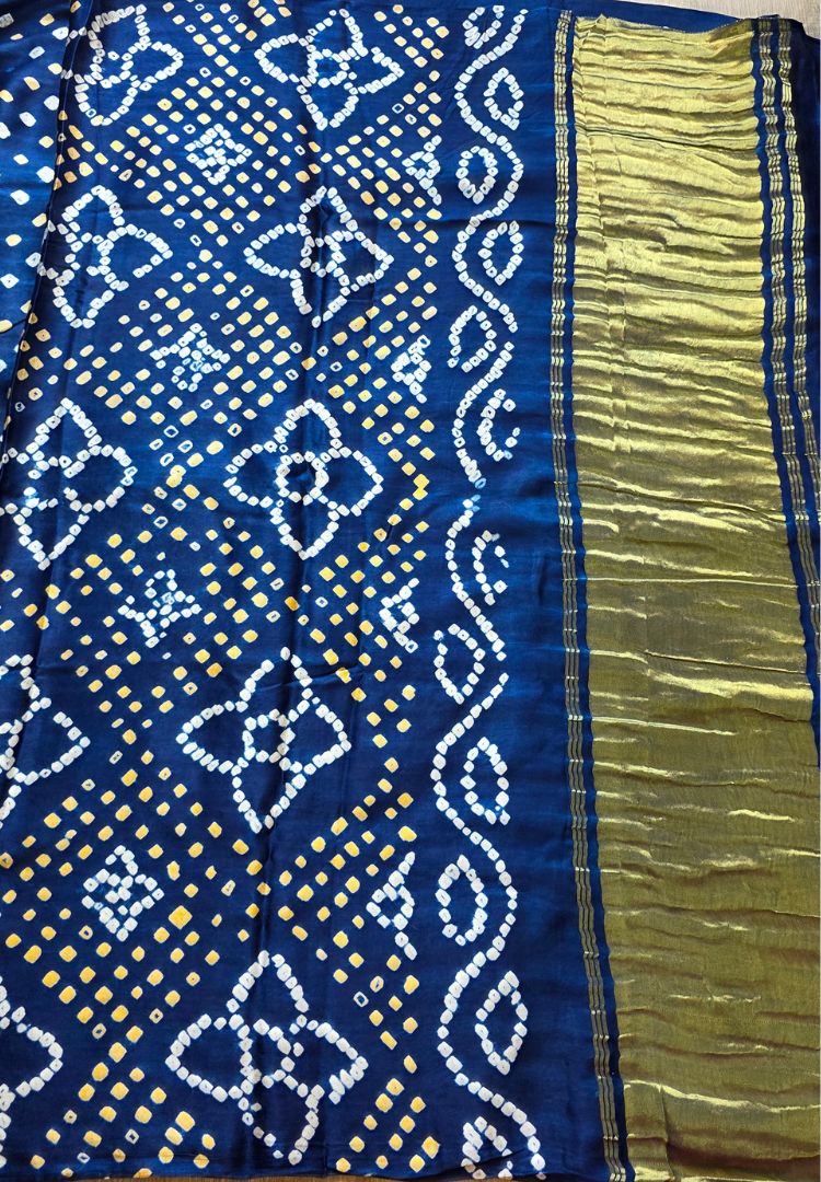 Royal Blue Tanvi modal silk Bandhej saree