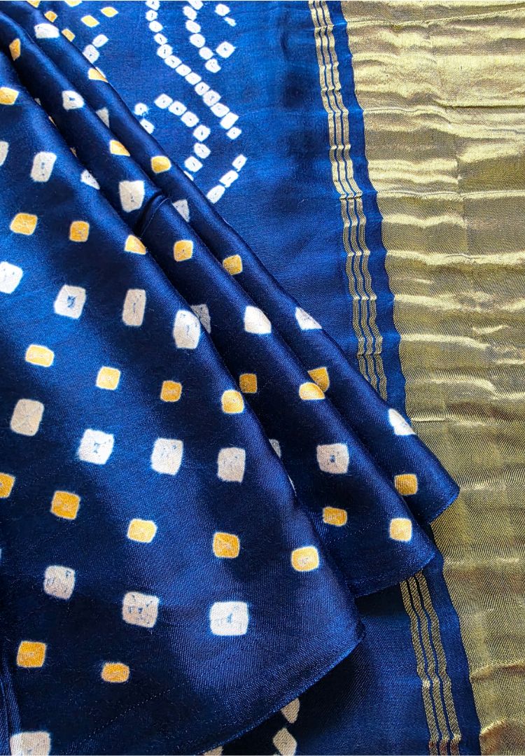 Royal Blue Tanvi modal silk Bandhej saree