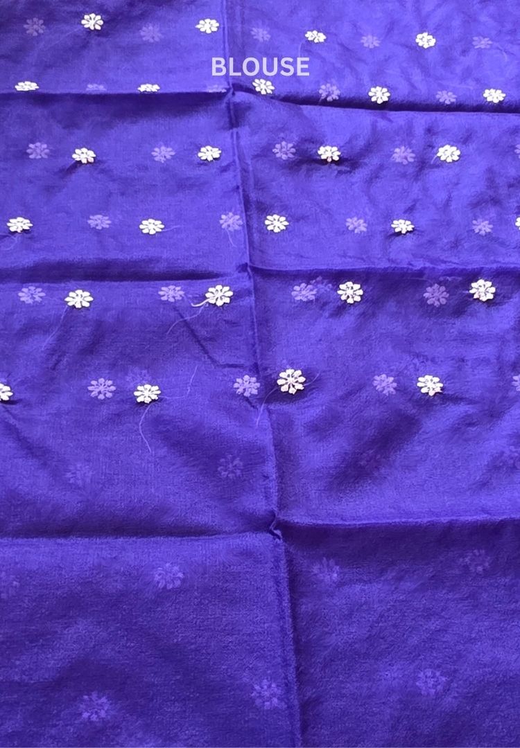 Royal blue Banarasi organza embroidered saree
