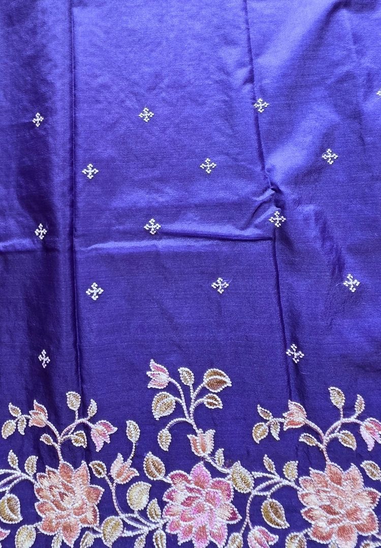 Royal blue Banarasi organza embroidered saree