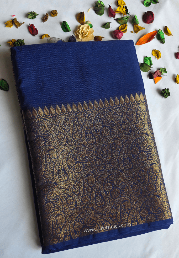 Prusssian Blue Banarasi Warm Silk Zari Weaving saree