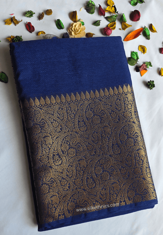 Prusssian Blue Banarasi Warm Silk Zari Weaving saree